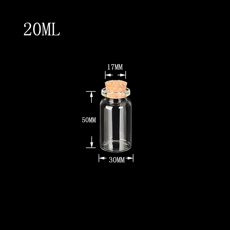 20ml 25 шт. мини-бутылка с пробковой пробкой 10 мл 15 мл 20 мл 25 мл 30 мл 40 мл 55 мл стеклянные банки идея для свадьбы маленькие бутылки желаний подарки - Цвет: 20ml