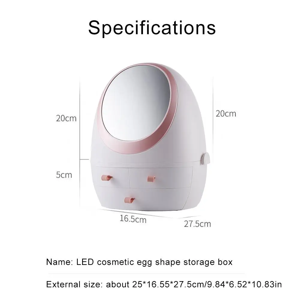 Коробка для хранения косметики органайзер для макияжа портативный Настольный косметический ящик для хранения Дисплей чехол с зеркалом для ванной комода
