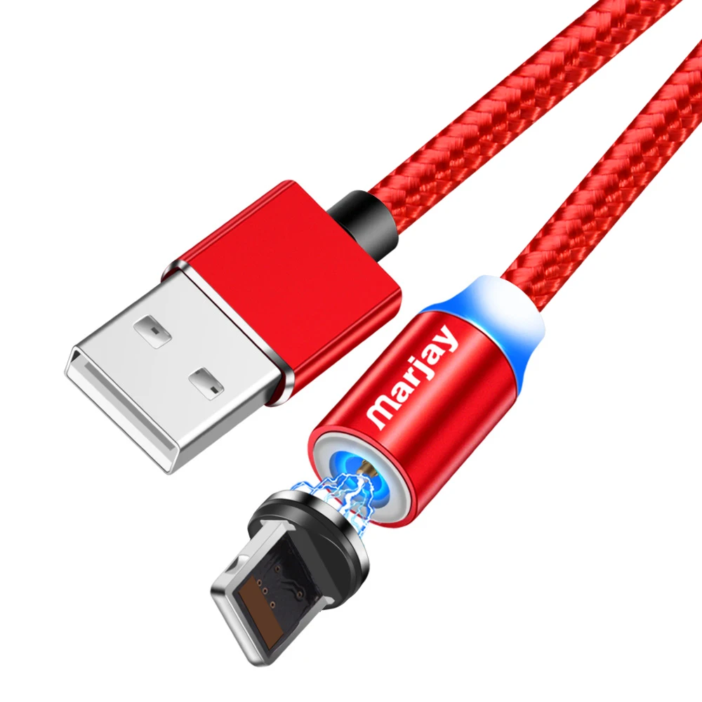 Red for iPhone Магнитный кабель Marjay type-C для samsung A50, быстрая зарядка, Micro USB кабель для Xiaomi, huawei, магнитное зарядное устройство, USB шнур для iPhone 7 - Цвет: Red for iPhone
