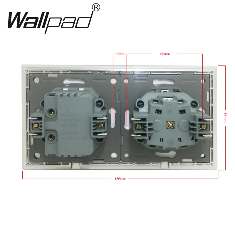  Enchufe de la UE y puertos USB walpad 156*86mm 110 V-240 V CA Panel de Metal plateado pared doble m