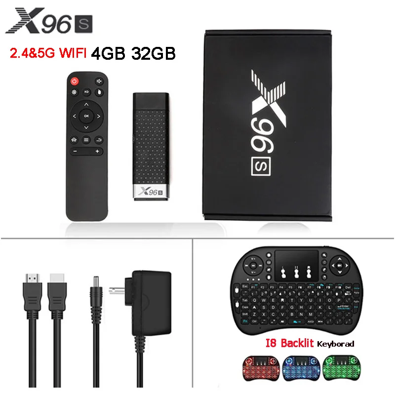 ACEPC Android 8,1 ТВ приставка X96S Amlogic S905Y2 DDR4 4 ГБ 32 ГБ Мини ПК ТВ-карта 2,4G и 5G WiFi Bluetooth 4,2 ТВ-ключ медиаплеер - Цвет: 4GB 32GB  i8 Backlit