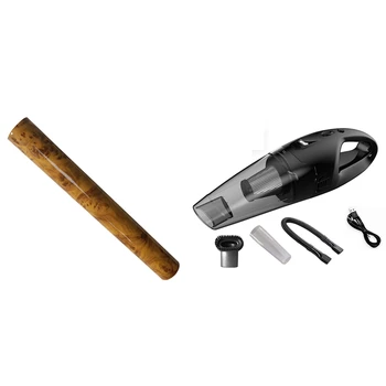 

1pcs Car Interior Sticker PVC Wood Grain Textured Decoration & 1pcs 120W Handheld Car Vacuum Cleaner Cordless