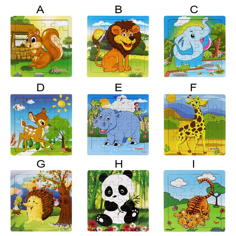 New Toddler Wooden Forest Animal Square Puzzles Baby Early Educational Toys 20pcs Puzzles Aliexpress