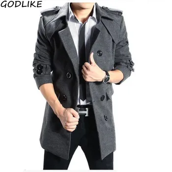 

Mens Trench Coat 2020 New Fashion Designer Men Long Coat Autumn Winter Double-breasted Windproof Slim Trench Coat Male Jackets