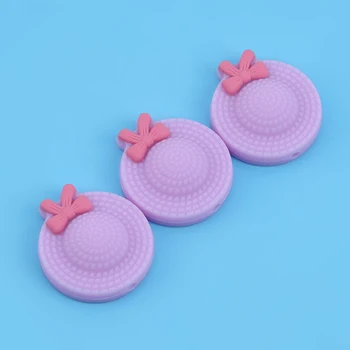 

2020 New Round Fashion Cute Cartoon Hats Bow Patchwork Baby Necklace Teether Mini Silicone Beads Creative Hat