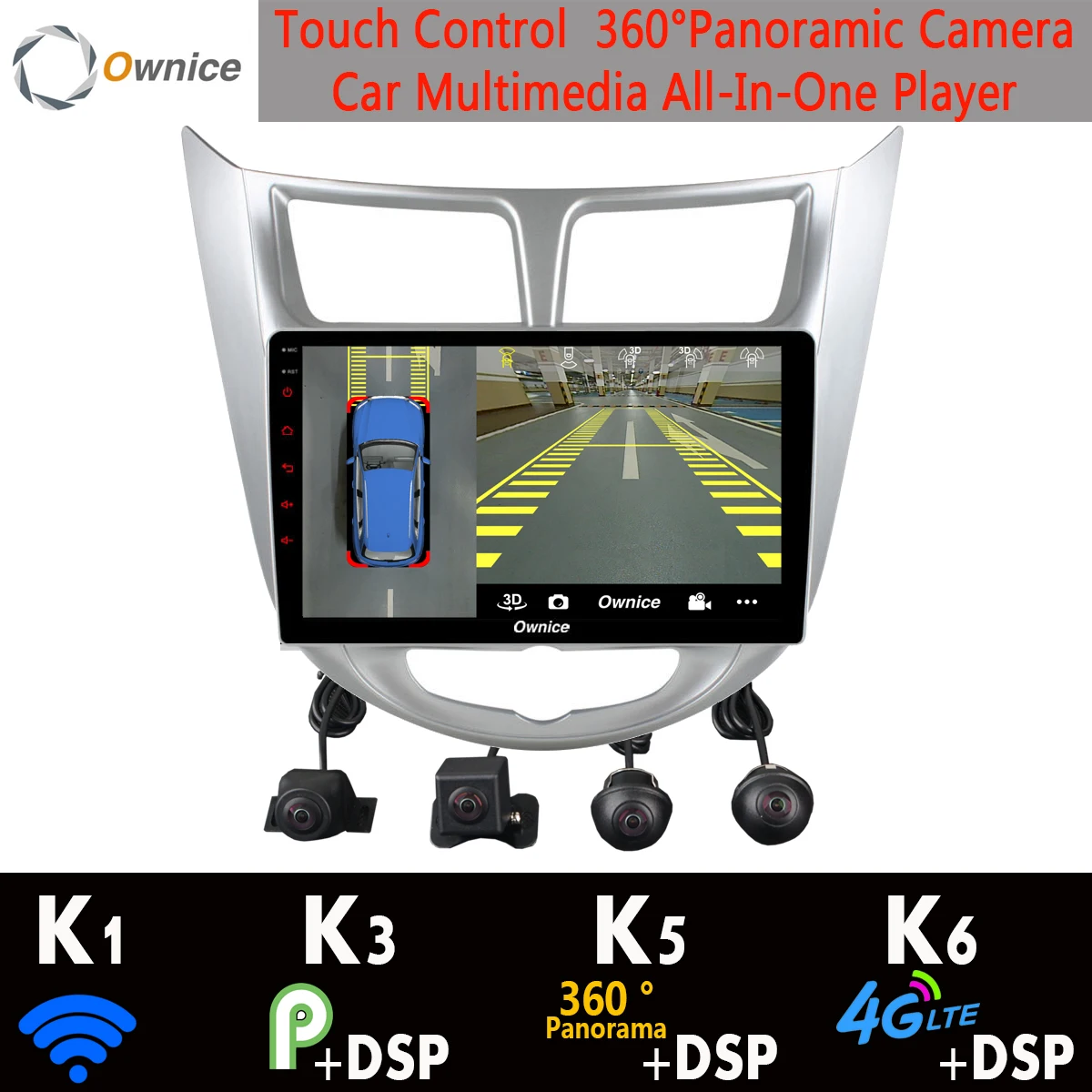 360 ° панорамный 4G Android 9 0 8Core 4 + 64G Автомобильный DVD мультимедиа для Hyundai Solaris Accent Verna
