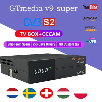 

GTmedia V9 Super ricevitore tv satellitare Europe cccam for 2Years Satellite Receiver H.265 DVB-S2 satellite tv decoder tv box