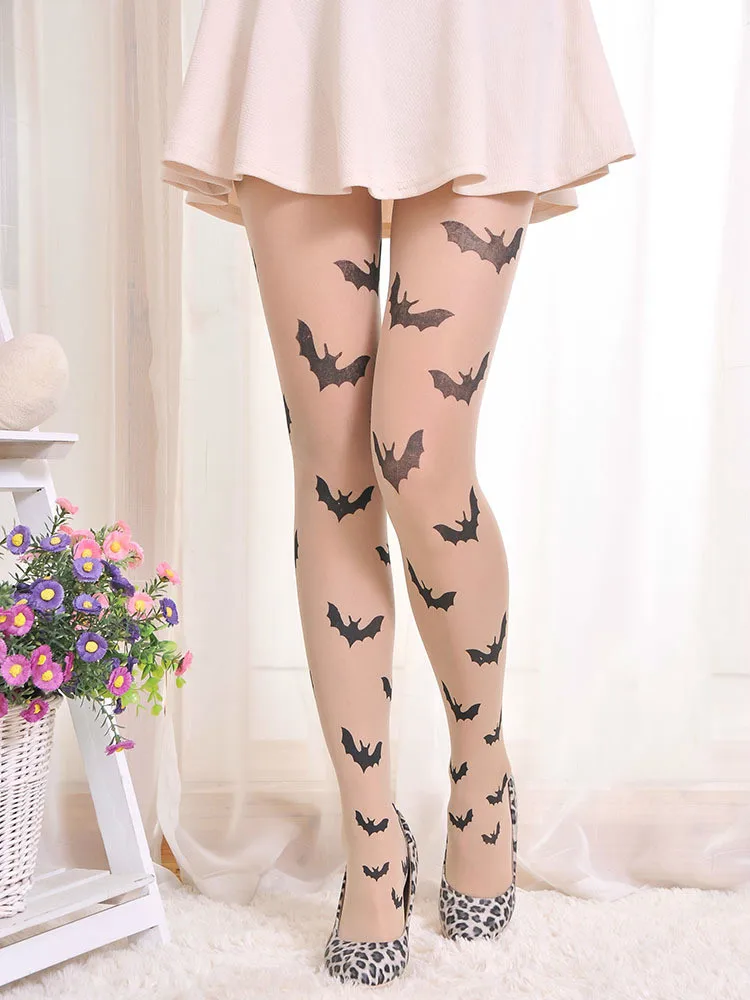 Collants Femme Soyeux Brillants Imprimés Papillons - Semi-transparents - Taille Unique - Neuf Avec étiquettes