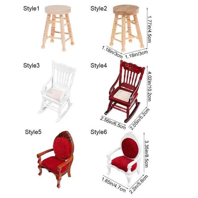 1:12 Scale Wooden Lounge Chair Striped Dollhouse Miniature Beach Chair Furniture Decor Foldable Deckchair Accessories For Doll 6