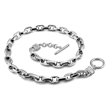 

Cool Punk 9MM Men's Necklace100%925 Silver Round Curb Cuban Link Chain Lock chain Male Jewelry Hot Gift for Men 7-9 inch