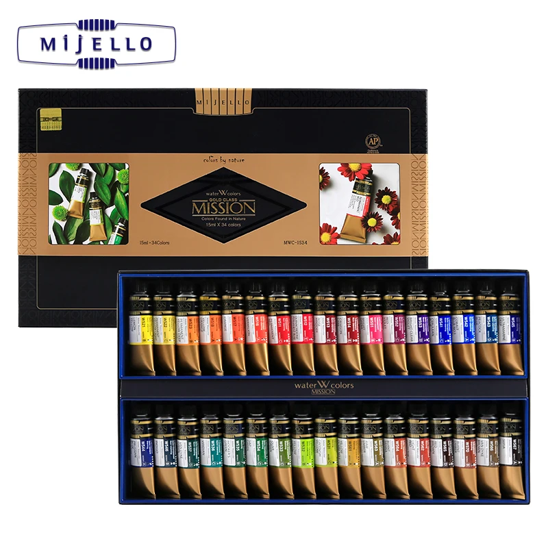 Mijello Misson Series Gold Class 36/34/24/12 Color High Concentration Artist Level Paint Watercolor Pigmet Art Supplies
