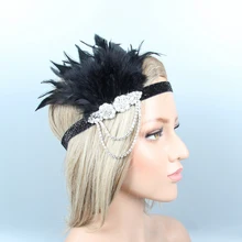 Креативная перьевая лента для волос с кисточкой Женская мода женские тиары черные волосы лента ювелирные аксессуары Mujer Банкетный праздничный обруч