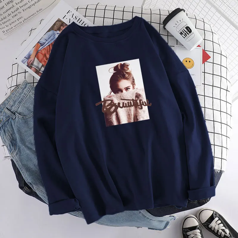 Picture 5 Корейский стиль одежды Женская Футболка Harajuku Friends Graphic Tee Женский, с длинным рукавом Осень Плюс Размер Женская одежда хлопок - Цвет: Picture 5