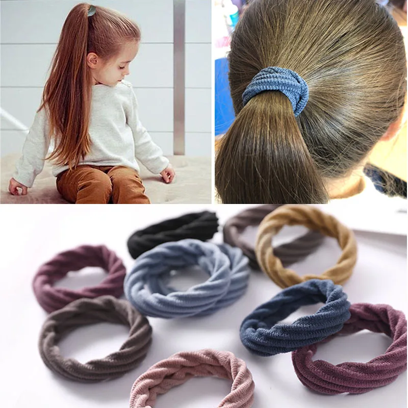 10 шт./лот, эластичные резинки для волос, бесшовные тканевые разноцветные резинки для детей, резинки для волос для маленьких девочек, аксессуары для волос