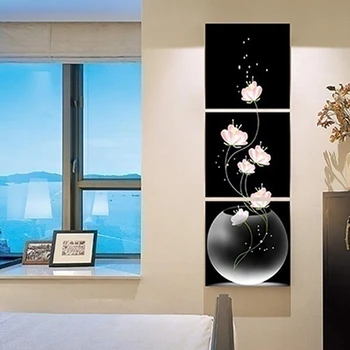 

3-Piece Set Pink Tulip Flower Home Decoration Drawing Core Fashion Style Living Room Wall Home Decoration