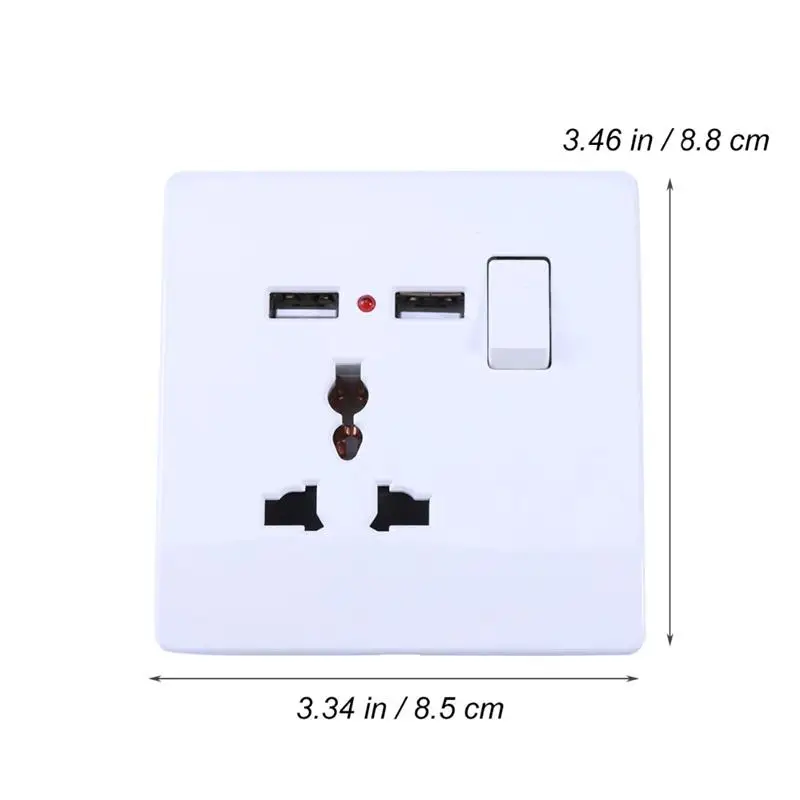 Foxnovo Универсальный 2A Dual USB настенная розетка Выход 3-контактный Мощность Зарядное устройство порт для зарядки через выход лицевой панели Панель в красный горошек с выключателем для телефонов