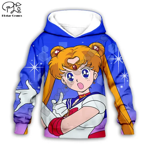 Kids hoodies Детская одежда для маленьких девочек; толстовка с 3D принтом «Сейлор Мун» и «Галактика»; свитер для дочки с принтом; рубашка Tsukino Usagi; пуловер на молнии для малышей; 4 - Цвет: Kids hoodies