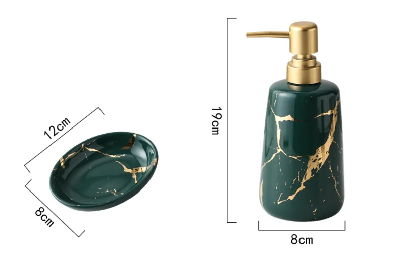 Золотая мраморная керамика набор для ванной светло Роскошный зеленый мыльница для кухни дезинфицирующее средство для рук косметический шампунь бутылка геля для душа лоток