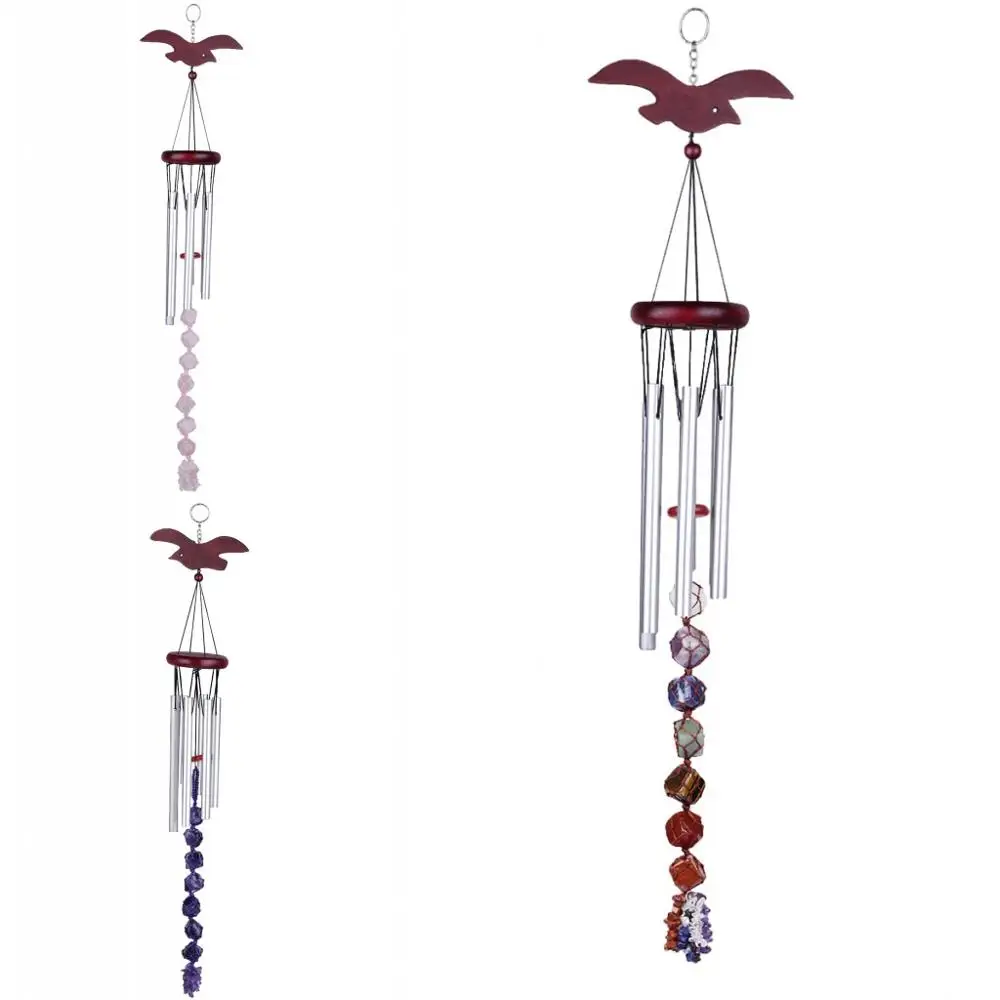 

TUMBEELLUWA 20.8''Chakra Stones Tunes Wind Chimes with 6 Rustproof Aluminum Tubes,Healing Crystal Wall Hanger Window Ornament