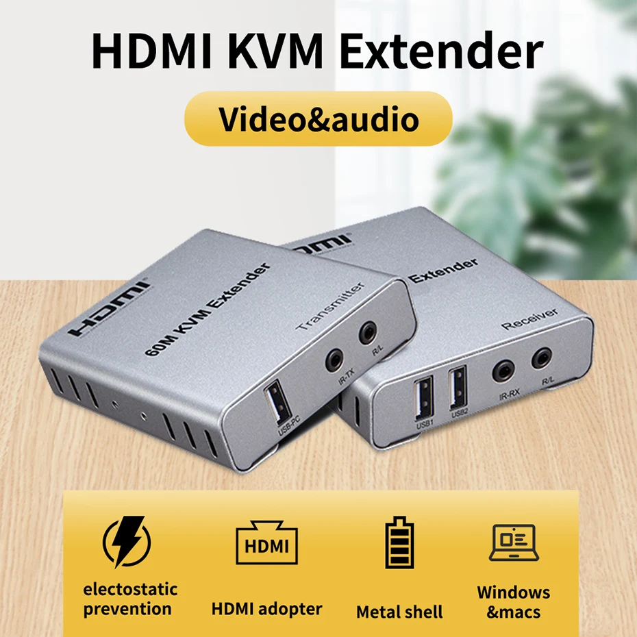 Удлинитель HDMI KVM через cat5/6 ethernet-кабель KVM-Коммутатор USB удлинитель с портом мыши и