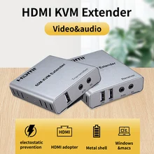 Extensor de hdmi do usb hdmi kvm com porto do rato & do teclado até 60m extensor de hdmi kvm sobre cat5/6 ethernet cabo 1080p
