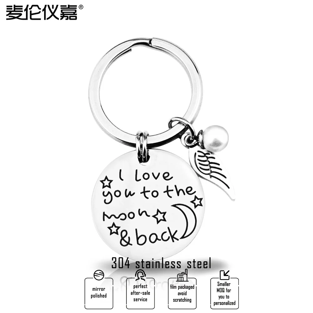 

Couples Car Key I LOVE You to the Moon And Pearl Wing Pendant Static Film Protection