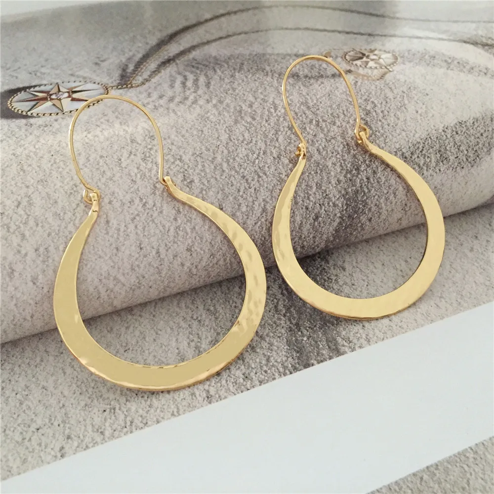 Hoop Earrings Vintage Golden Hoop Earrings For Women Female Korean Metal Unusual Geometric Round Drop Earring Trendy Jewelry