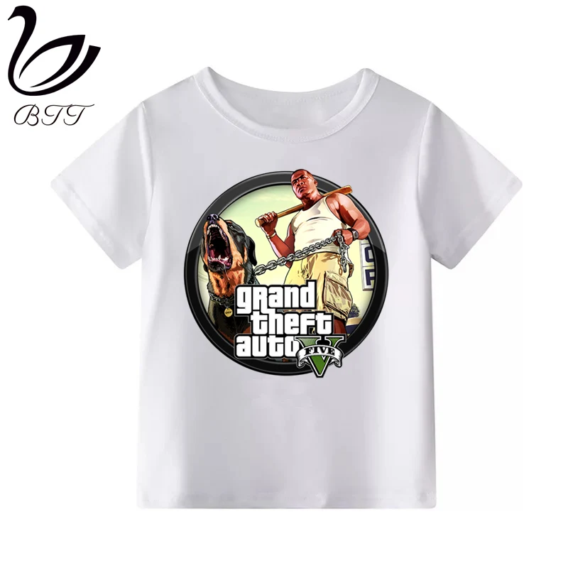Футболка для мальчиков с принтом «Grand Theft Auto GTA»; забавная футболка с героями мультфильмов для детей; летняя детская одежда; футболка; топы с героями мультфильмов - Цвет: C