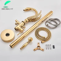 Golden Swan อ่างอาบน้ําอิสระก๊อกน้ําอ่างอาบน้ําชั้น Mount ก๊อกน้ําห้องน้ําทองเหลืองเดี่ยวพร้อมฝักบัวมือ High Flow Ration 6