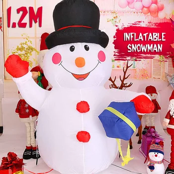 

1.2M Christmas Snowman LED Inflatable Model Snowman Doll Broom Cover Christmas Decoration Dressing Supplies+Fan