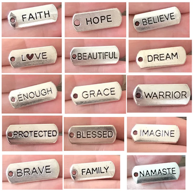 12pcs/set Girls' Positive & Encouraging Word Letter Beads & Soft