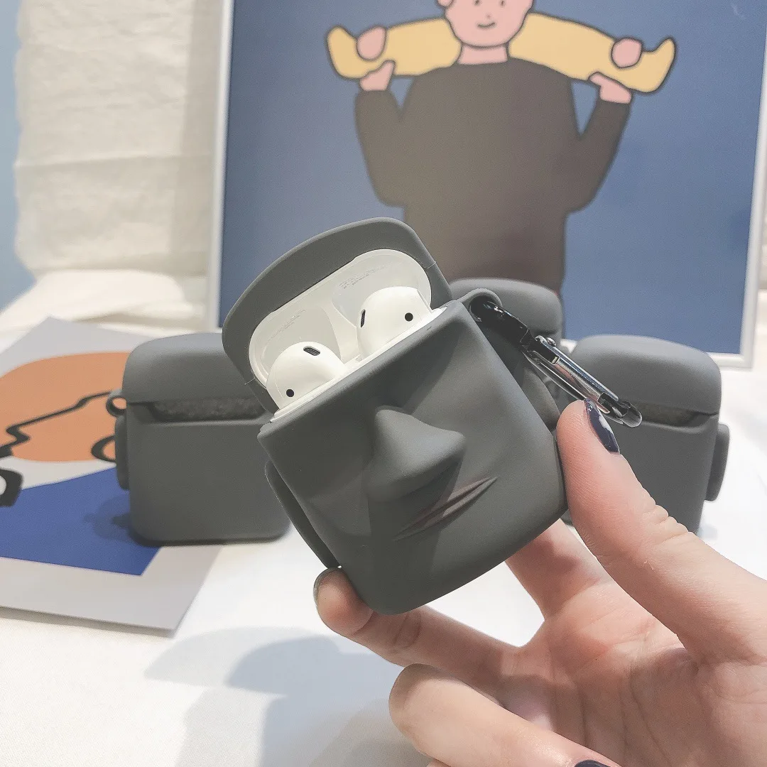 New 3D Cartoon Stone Man Model Earphone Cases with Clip for Airpods Pro Special Design Silicone Covers 1/2 Shells | Электроника
