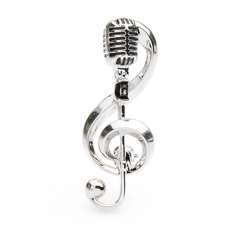 Wuli&baby Gold Color Microphone with Treble Clef Brooch