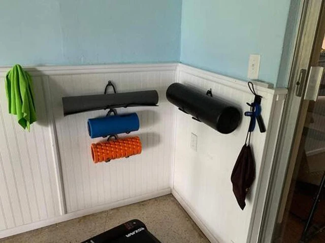 Metal Adjustable Wall Rack, Multi-Purpose Shelf for Foam Roller Racks Yoga  Mat Storage Exercise Mat Organizer Bath Towels Holder - AliExpress