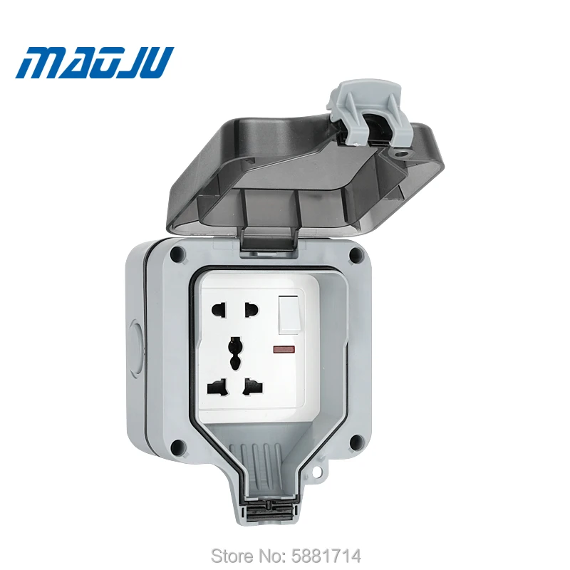 

Single Weatherproof Five Hole Socket Enclsoure with LED and switch
