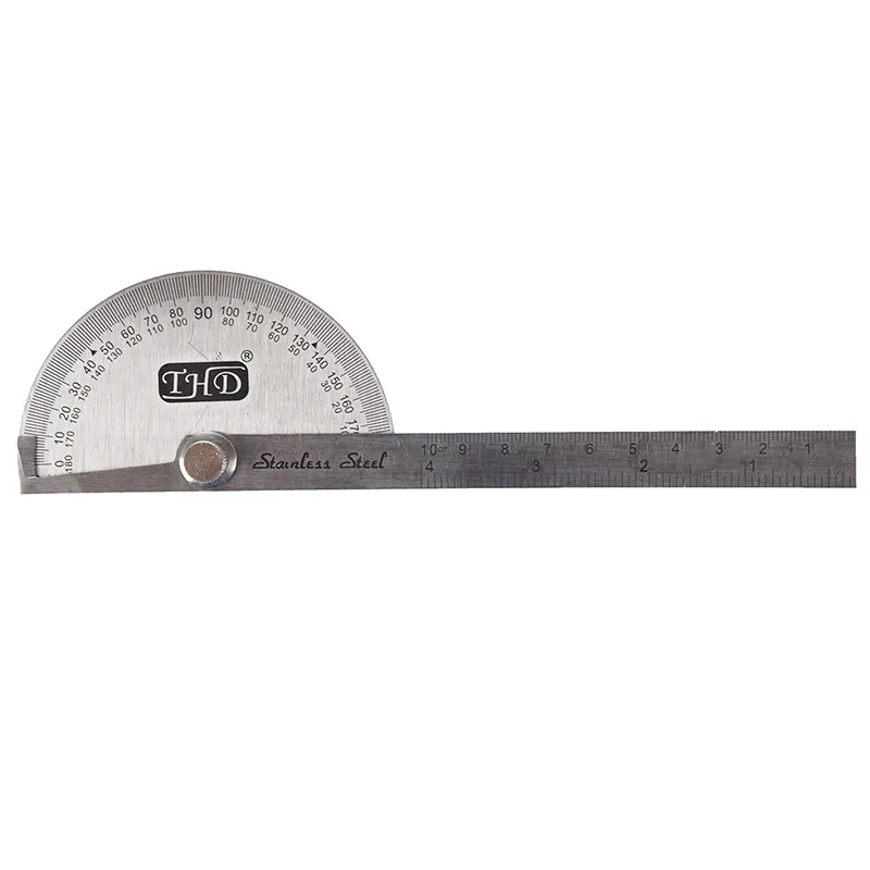 

Stainless Steel Protractor w 10 cm Measurement Ruler