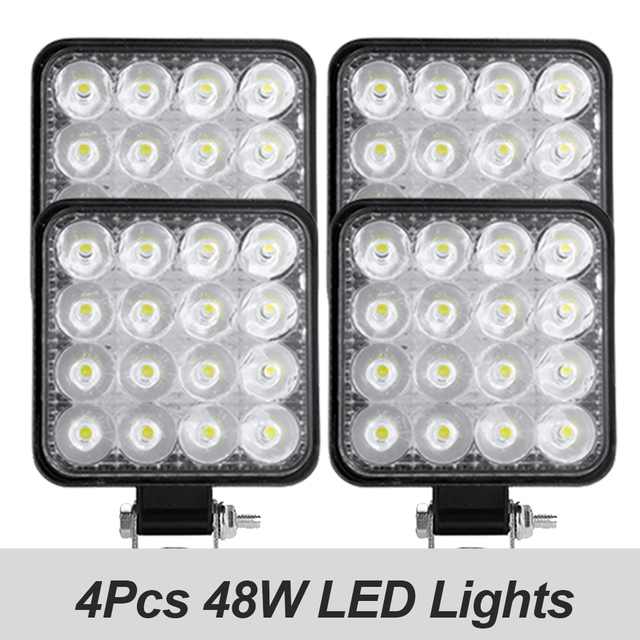 Led Work Light 42W/48W Car Headlight 14 Led Car Light For Truck Offroad 12/24V Night Driving Lights For SUV Fog Lamps