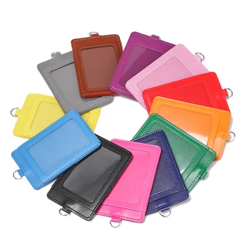 

1PC High Quallity PU Leather Double Card Sleeve ID Badge Transparent Case Bank Credit Card Protective Shell Office Supplies