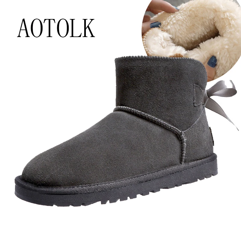 Najtaniej Prawdziwej skóry kobiet botki zimowe kobiece śniegowce kobiet buty prawdziwe futro motyl platformy buty damskie Plus rozmiar DE