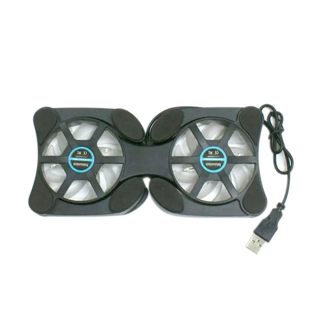 Вентилятор охлаждения USB мини-Осьминог охлаждающая подставка для ноутбука двойные вентиляторы для 7-15 дюймов ноутбук складной - Цвет: Black no light