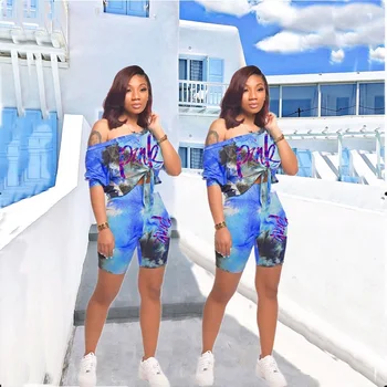 

2020 New Summer Tie Dye Pink Letter Print Two Piece Set Women Shorts Suit Set T-shirt+ Biker Shorts 2 Pieces Shorts Sets