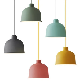 

Modern Macaron Iron LED Pendant Lights Living Room Pendant Lamp Nordic Restaurant Kitchen Fixtures Decor Color Hanging Lighting
