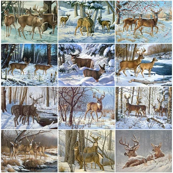 

EverShine Diamond Embroidery Animal Cross Stitch Kit Diamond Painting 5D Winter Full Drill Deer DIY Rhinestones Art Wall Decorrt