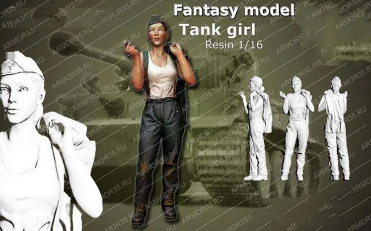 

1/16 Resin Model Building Kit Figure Female tanker