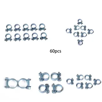 

60 Pcs Hose Clamp Double Ears Clamp Worm Drive Fuel Water Hose Clamps Clips Hose Fuel Clamps 8 Sizes