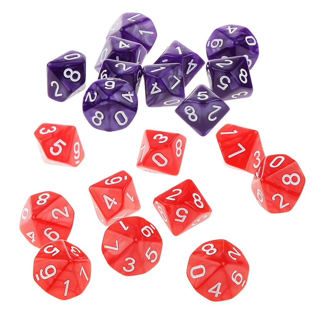 20x 22mm Ten Sided Dice D10 for Playing Dungeons D&D TRPG Roleplay Game Toys Party Gambling Dices Game Digital Dices