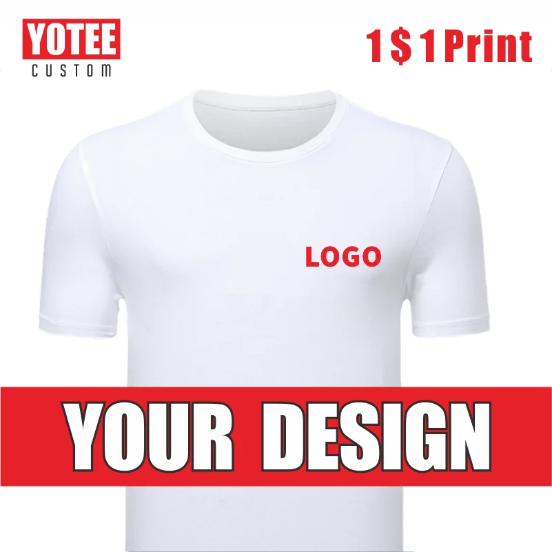

YOTEE summer cotton trend round neck T-shirt LOGO custom embroidery fashion men and women casual T-shirt