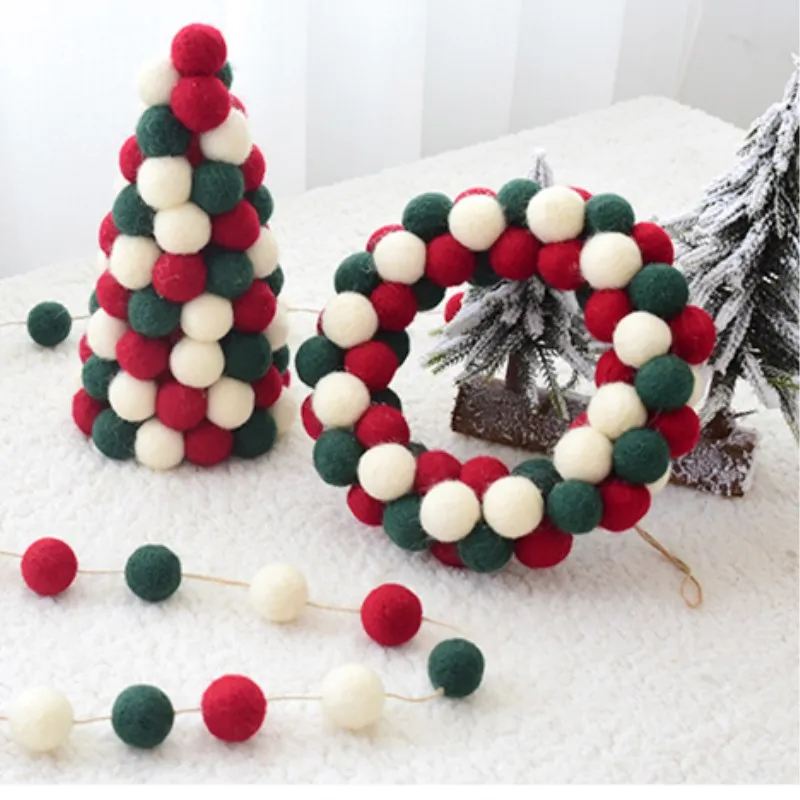INS, шерстяной фетровый венок, украшение для рождественской елки, шары, гирлянда, подвесная гирлянда, домашний декор, праздничные принадлежности