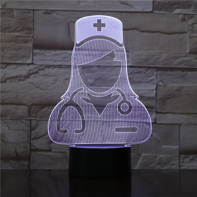 3D лампа для доктора и медсестры, ночник с USB аккумулятором, светодиодная лампа для ночного освещения, визуальный световой эффект, прекрасный подарок для подростка