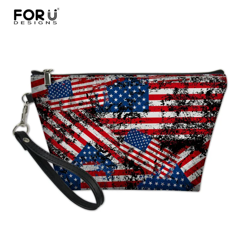 FORUDESIGNS/США/Флаг Великобритании органайзер для макияжа Дорожная сумка для туалетных принадлежностей сумка для женщин Сумочка-клатч для девочек Сумочка со съемной ручкой